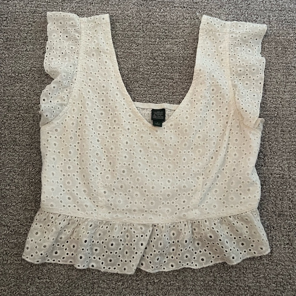 Wild Fable- Eyelet Lace White Top